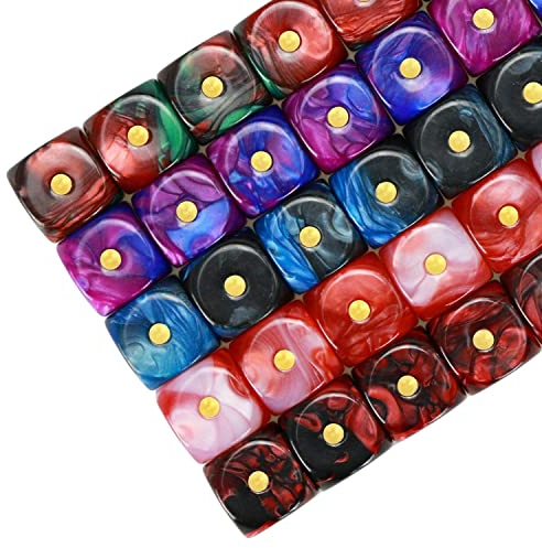50 Pack D6 Game Dice Set with Pouch – 16mm Two Color 6 Sided Dice, Perfect Table Games Dice for Tenzi, Yahtzee, DND MTG RPG War Games by YOUSHARES