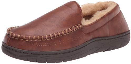 Haggar Men's Venetian Slipper Indoor/Outdoor House Shoe with Memory Foam Comfort Slipper, Smooth Tan, X-Large