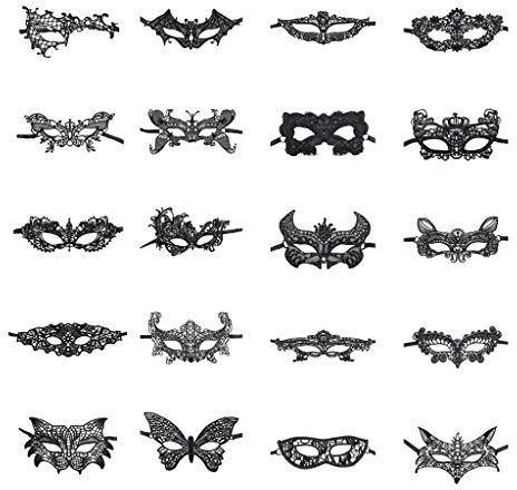 Jamron Donna Sexy Nero Maschera di Pizzo per Masquerade Halloween Festa Ballo Carnevale Maschera Costume