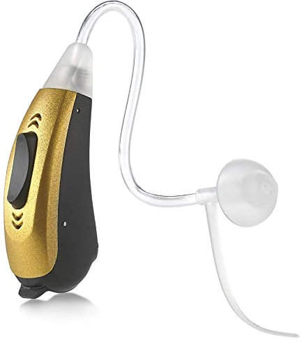 MEDca Premium Mini BTE Slim Tube Digital Sound Device Oreille gauche - Appareil de son personnel à 2 tons à piles avec 4 réglages programmables - Léger et confortable pour une utilisation quotidienne