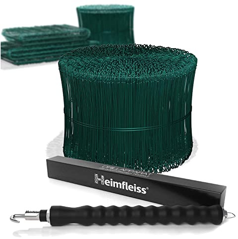Heimfleiss® Drillapparat Driller + Betonbindedraht 1,4 mm (1000 Stk) | Rödelzange & Drahtbinder aus Carbonstahl | ummantelter Bindedraht für Moniereisen | 4-Nuten-Spindel, bindet schnell & fest
