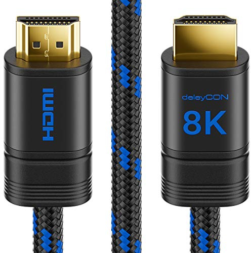 deleyCON 4m 8K HDMI 2.1b Kabel Kurz (48G, ULTRA Highspeed) Zertifiziert, 8K@60Hz 4K@144Hz 120Hz 2K@144Hz/165Hz eARC HDCP 2.3/2.2 - für DTS:X HDR Dolby Atmos TV PS5 Xbox Soundbar Monitor