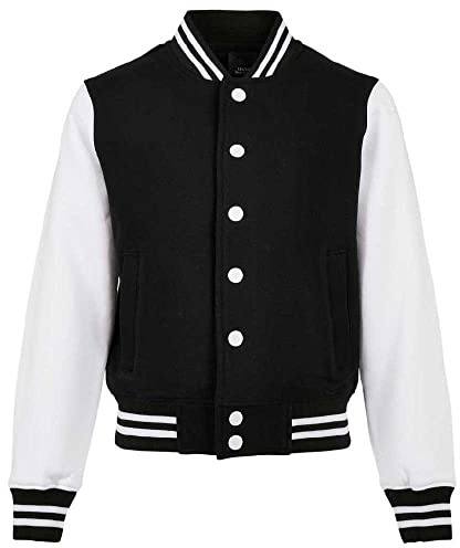 Build Your Brand Unisex Kinder Organic Kids Sweat College Jacket Jacke, Black/White, 158-164