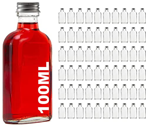casavetro 100ml leere Glasflaschen 60 Stück Tasche Likörflaschen mit Schraubverschluss, 100 ml Weinflasche Schnapsflasche Essig Öl Flasche zum befüllen 0,1 Liter(60 x 100ml)
