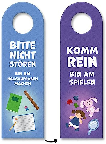 Mache Hausaufgaben - Bin am Spielen Türhänger für Mädchen für Kinder als Geschenkidee zur Einschulung oder zum Geburtstag