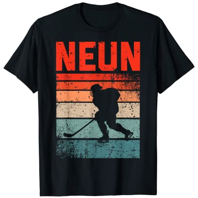 9. Geburtstag Retro Eishockey Fan Spieler 9 Jahre Junge T-Shirt