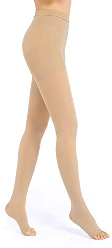 Evolyline 20-30mmHg Medizinische Kompressionsstrumpfhose Damen & Herren Lang, Klasse II Abgestufte Kompressionsstrümpfe Herren Offene Zehe, Stützstrümpfe für schwangerschaft Krampfadern Ödeme