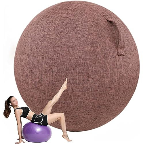 55Cm/65Cm/75Cm Yogaball Bezug Mit Griff Faltbarer Stoffbezug Für Gleichgewicht Baumwolle Leinen Gymnastikball-Abdeckung Für Fitnessball Pilates Büroball Balanceball,003,65cm/25.59inch