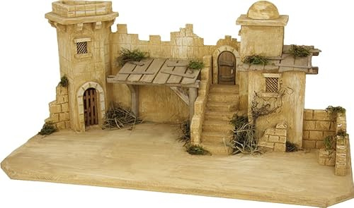 FADEDA Stall Bethlehem/Höhe:35 cm/handbemalt/detailgetreue Krippen Figuren - Weihnachten Tisch Dekoration Krippe Zubehör