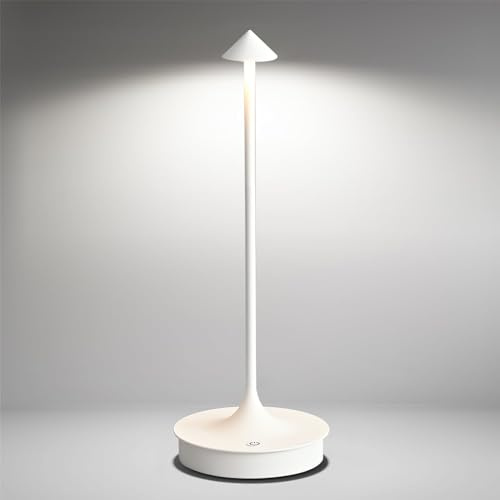 Leomix LED Tischlampe kabellos, Akku Tischleuchte, Touch-dimmbar, IP54 | LED Tischlampe Outdoor aus Aluminium, 4000-mAh-Akku, stufenlos dimmbar – für Esstisch, Balkon und Terrasse