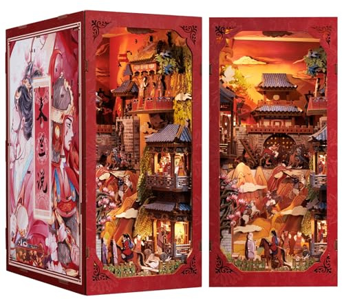 CUTEBEE Book Nook kit –DIY dockhus miniatyrhus kit för vuxna,Den legendariska berättelsen om Hua Mulan,Kreativ bokhylledekoration, En unik gåva till familj och vänner (The Legend of Mulan)