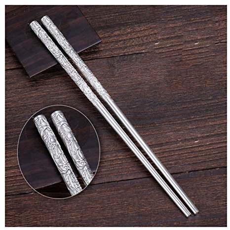 1 pares de palillos de porcelana plateados, palillos chinos de china plateados reutilizables para lavavajillas de cocina y hotel sin deslizamiento estilo tradicional C