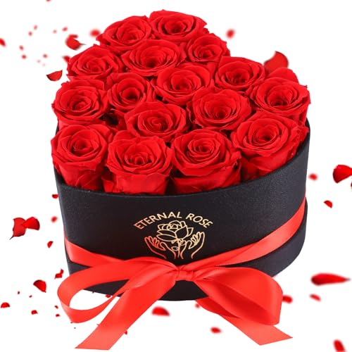 Zanfqvo Blumenstrauß Versenden Geschenke für Frauen, 16 Ewige Rose Halten 2-3 Jahre, Blumen Rosenbox für Valentinstag Muttertag, Weihnachten, Geburtstag, Hochzeitstag