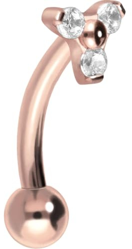 PIERCINGLINE Titan Banane mit Push Fit KRISTALLBLUME Piercing Ohr Nase Farb & Größenauswahl