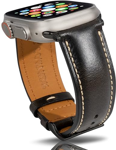 Gomvadr Vintage Leather Bands Compatible with Apple Watch Band 38 40 41 42 44 45 49mm,Wax Oil-tanned Leather Strap for Men iWatch Ultra 2/1 SE SE2