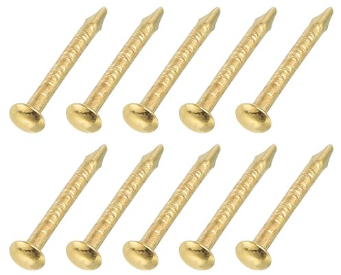 sourcing map 200 chiodi piccoli in acciaio al carbonio, 1 x 8 mm, a testa rotonda, per la lavorazione del legno e progetti fai da te, colore oro