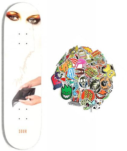 Sour Skateboard Deck 8.125' Money Deck 8.125' Grip inkl. SOUR-Original + 50 Sticker (White Money, 8.125)