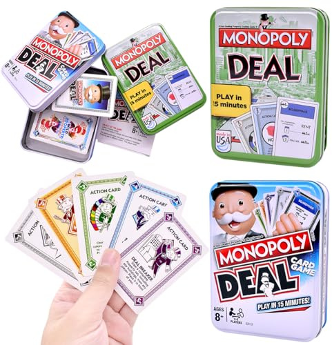 2pcs Deal Card Game - Quick-Playing for 2+ Players With 110 Cards in Sturdy Storage Tin, Family Travel Game for Kids and Adults Ages 7 and Up - B