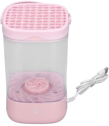 Nettoyeur de pinceaux de maquillage électrique, nettoyage en profondeur visuel automatique pour la maison (rose)
