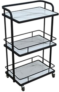 GCGC Aufbewahrungswagen, 3-stufiger Schönheitssalonwagen, Küchenaufbewahrungswagen, Werkzeugwagen Mit Rad, for Schönheitssalon, Klinik, Büro, Zuhause, Badezimmer, Küche(Black)