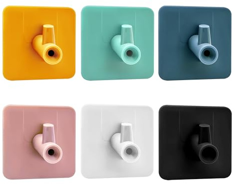 Ganci Autoadesivi Ganci Adesivi Viti per Porte, Ganci Adesivi Extra Forti Appendere Doccia Cappotti da Attaccare Al Muro Gancio per Accappatoio Resistente per Camera da Letto Cucina Bagno, 6 Pack