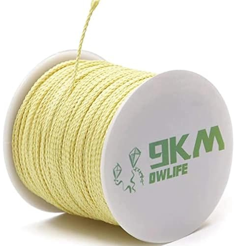 9KM DWLIFE 100% Kevlar Cordeau, Ligne de pêche tressée avec une résistance élevée, résistante à la chaleur et résistante aux coupures, corde tressée polyvalente, corde pour cerf-volant et camping