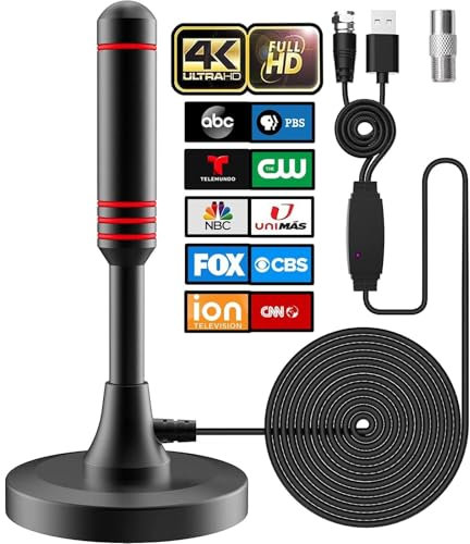 2025 Nuova Amplificatore 130KM Antenna TV Interna Potente Per 1080P 4K Tutti i Vecchi e Smart TV,Segnale di ricezione 360° Gamma di Antenna TV Digitale per DTT DVB-T/DVB-T 2, Cavo Coassiale 5M