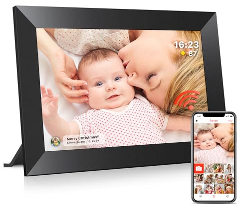 Frameo 10,1-Zoll-WLAN-Digitaler Bilderrahmen mit 32 GB Speicher, 1280 x 800 IPS-Touchscreen, Intelligenter Elektronischer Bilderrahmen, Wandmontierbar, Automatische Drehung, Fotos/Videos Über Frameo-A
