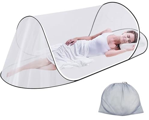 LINSOCLE Moskitonetz Pop Up, 200 x 80 x 56 cm Faltbares Mückennetz, Tragbares Campingzelt Moskitonetz Bett für Bett, Reisen,Outdoor Campin Bequem, Schnell und Tragbar