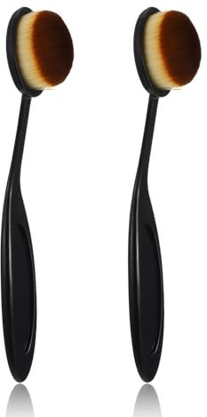 MBAIYO Lot de 2 pinceaux de maquillage noirs pour fond de teint liquide, contouring, pinceau Kabuki ovale de qualité supérieure pour estomper les contours des contours pour liquide ou poudre