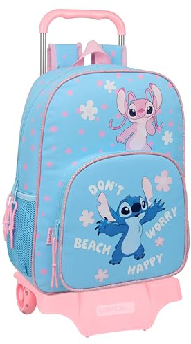 Safta STITCH HAPPY - Mochila Escolar con Carro 905, Ideal para Niños de Diferentes Edades, Cómoda y Versátil, Calidad y Resistencia, 33x14x42 cm