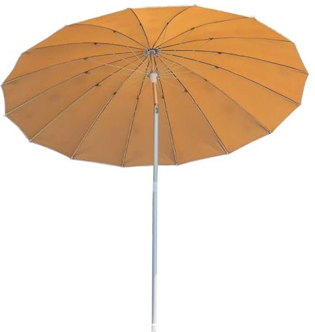 Parasol de Jardin Shanghai 200 cm avec 16 Baleines et Inclinaison, Parasol Rond en Aluminium étanche pour Balcon,Plage,Terrasse, pare-soleil Extérieur Réglable en Hauteur(Khaki)