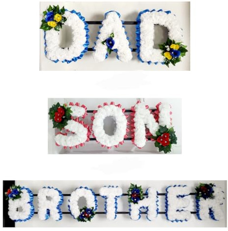 DAD SON BROTHER Artificial Funeral Flowers Tribute Letters Wreath Memorial