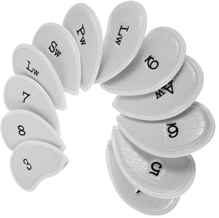 JOINPAYA 12pcs Golf Club Head Covers Pu Iron Covers for Right Handed Golf Clubs for Driver Fairway Woods Hybrid