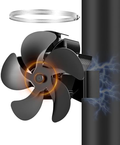 Dreamhigh® Kaminventilator Magnetisch, Ofenventilator Ohne Strom 5 Blätter, Leiser mit Ersatzring für zur Wärmeverteilung, Ventilator Kaminofen für Kaminofen, Kamin, Ofen, Holz, Ofenrohr
