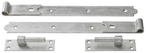 Straight Hook & Band Gate Hinges 8 - 36 Galvanised Steel, Garage Door Hinges, Heavy-Duty Straight Strap Hinge Pair (36)