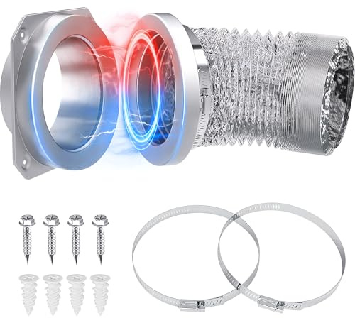 Magnetic Dryer Vent Connector, DV180 Airtight Seal Dryer Vent Kit, Quick Connection, Strong Magnet, Self-Alignment Design, Magnetic Dryer Vent Connector Kit Including A 2.6ft 4 Duct and Two Clamps