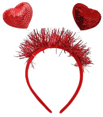 Whakano Valentinstag Haarreif Rote Herz Stirnband für Damen,Party Zubehör,Dekorative Haarreifen für JGA Hochzeit Karneval Fasching Mottoparty Kostüm Dekoration Accessoire,Rot B