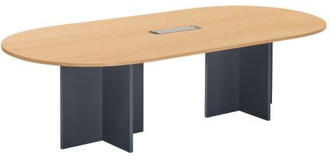 Générique Table de réunion modulable avec Extension L 260 cm Plateau hêtre piètement Croix Plein Bois Essens (Anthracite)