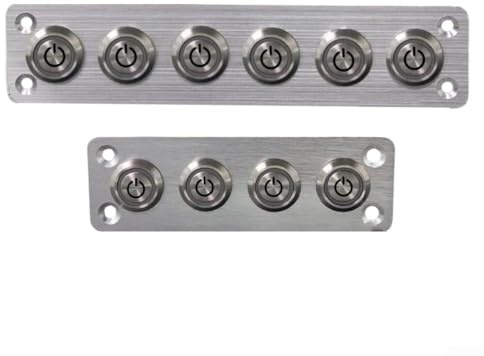 Pannello interruttori a pulsante IP65 a 46 bande precablato con piastra in alluminio e pulsanti in acciaio inossidabile illuminato per un'attivazione chiara del dispositivo in vari ambienti (LED blu
