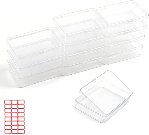 zoshilife 12 Stück Aufbewahrungsbox mit Deckel, Kleine Aufbewahrungsboxen | 11.5 x8.5 x 2.8cm Sortierboxen mit Deckel, ideal für Ohrringe, Ringe, Büroklammern und Bastelzubehör und übersichtlich