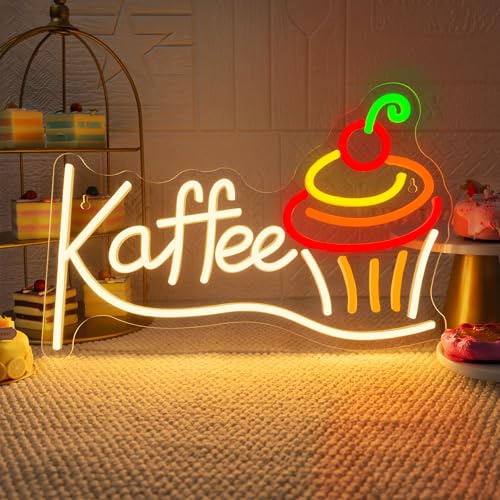 VYXIN Kaffee Kuchen Neon Schild, Dimmable Coffee Led Schild for Wand Dekor, USB Kaffee Led Schriftzug Cake Neon Schilder für Cafés, Bäckerei, Dessertshops, Küche, Party, Geschenk