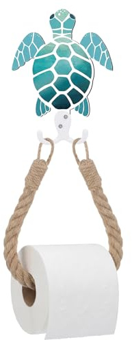 AceOrbit Blue Wood Coastal Sea Turtle Toilet Paper Holder