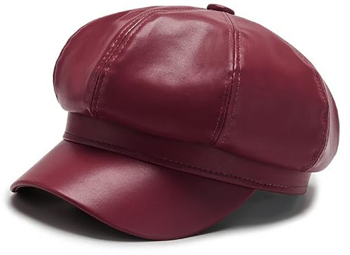 Heyjoin Women's PU Leather French Octagonal Beret Outdoor Painter Hats | Newsboy Cap