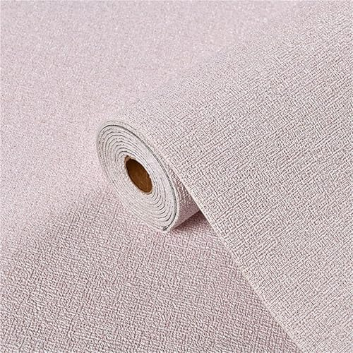 Papel Aislante Termico Pared Adhesivo Papel pintado autoadhesivo 3D de lino, insonorizante, impermeable, adhesivo pared, moderno y sencillo for dormitorio para la Sala de Estar(Flax Pink,50cmx5m)