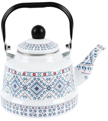 Bollitore Da Tè Vintage Smaltato, Versatilità Multi-piano Cottura, Diametro Inferiore 18 Cm, Bollitore Per Piano Cottura Smaltato, Teiera Per Acqua Calda, Design Classico Retrò, Per Cucina Domestica,