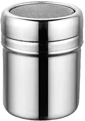 Powder Shaker Stainless Steel Chocolate Powder Flour Sugar Salt Shaker Fine Mesh Icing Sugar Duster for Cappuccino Cocoa Cream Coffee