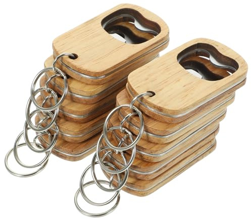 LIFKOME Apribottiglie Portachiavi in Legno 10 Pezzi Cavatappi per Bomboniere Matrimonio e Feste Birra