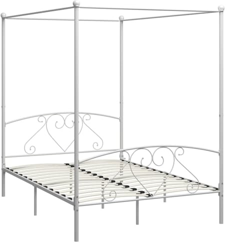 Fecpoo WGYHOME Himmelbett-Rahmen 160 x 200 cm mit Aufhängung, stabiles Metallgestell, weiß, für Erwachsene