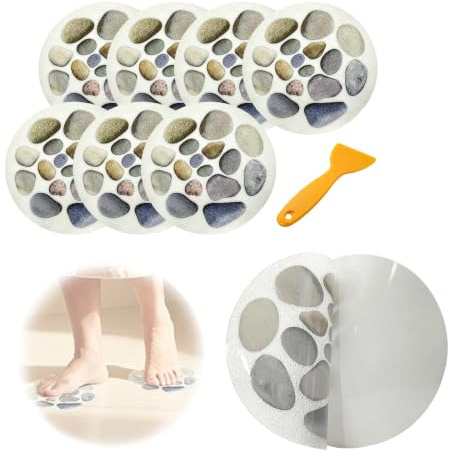 Zyrtkeriom Lot de 8 Autocollants antidérapants de Douche en PEVA - Diamètre 15 cm - Antidérapants pour Baignoire, carrelage et Zones humides